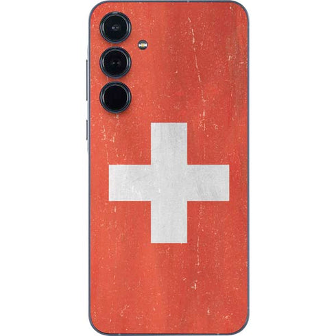 Switzerland Flag Distressed Galaxy A55 5G Skin